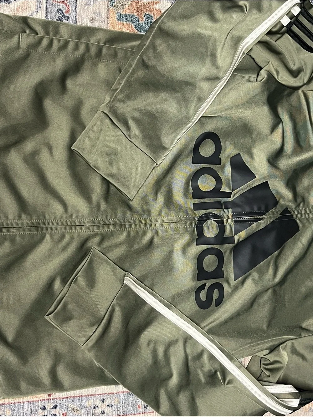 adidas Kids Olive Green Track Jacket with Black Logo